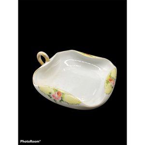 Vintage O&E G ROYAL AUSTRIA‎ Pink Roses Yellow White Gold Trim  Bowl Dish Handle